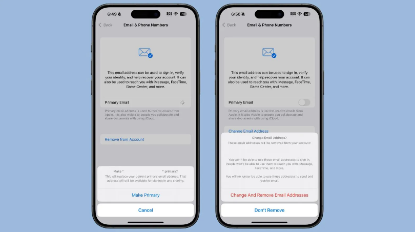 永寿苹果手机维修分享苹果 iOS 18.1 支持设置“主要”邮箱地址并更改 iCloud 邮箱 